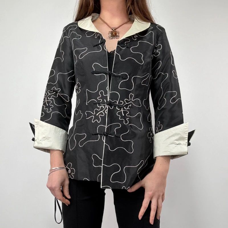 black Embroidered Silk Jacket