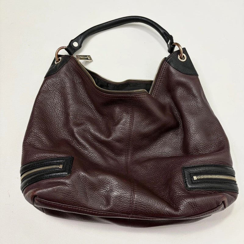 slouchy burgundy leather shoulder bag