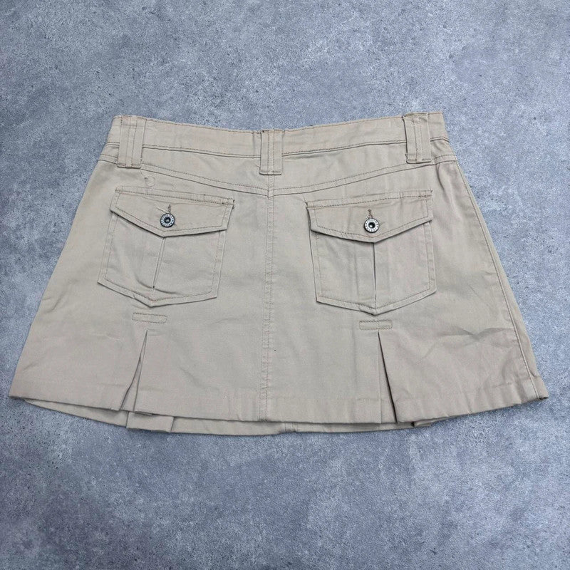 tan utility mini cargo skirt