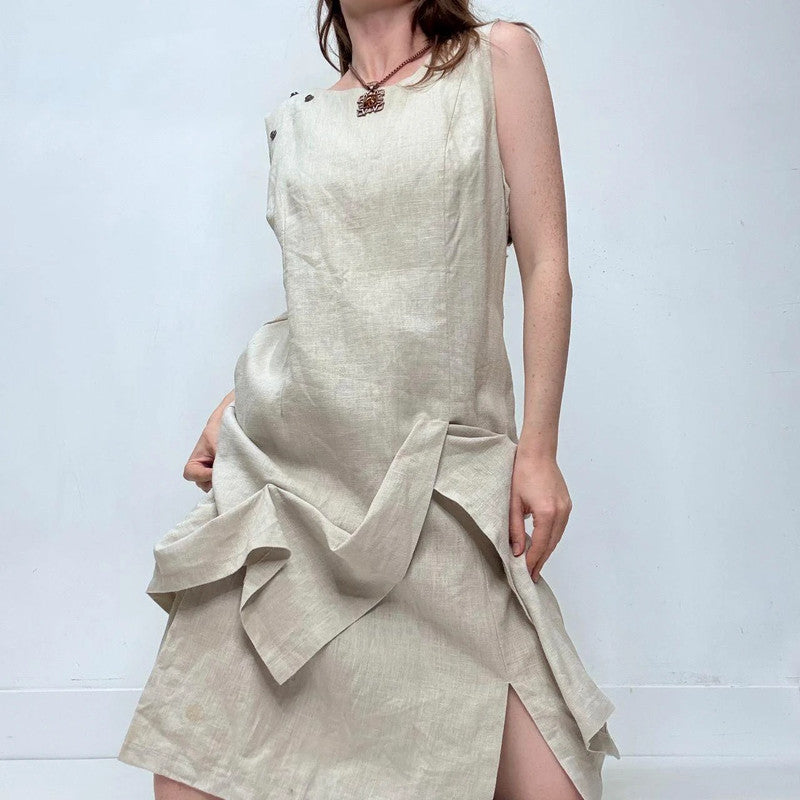 asymmetric linen maxi dress