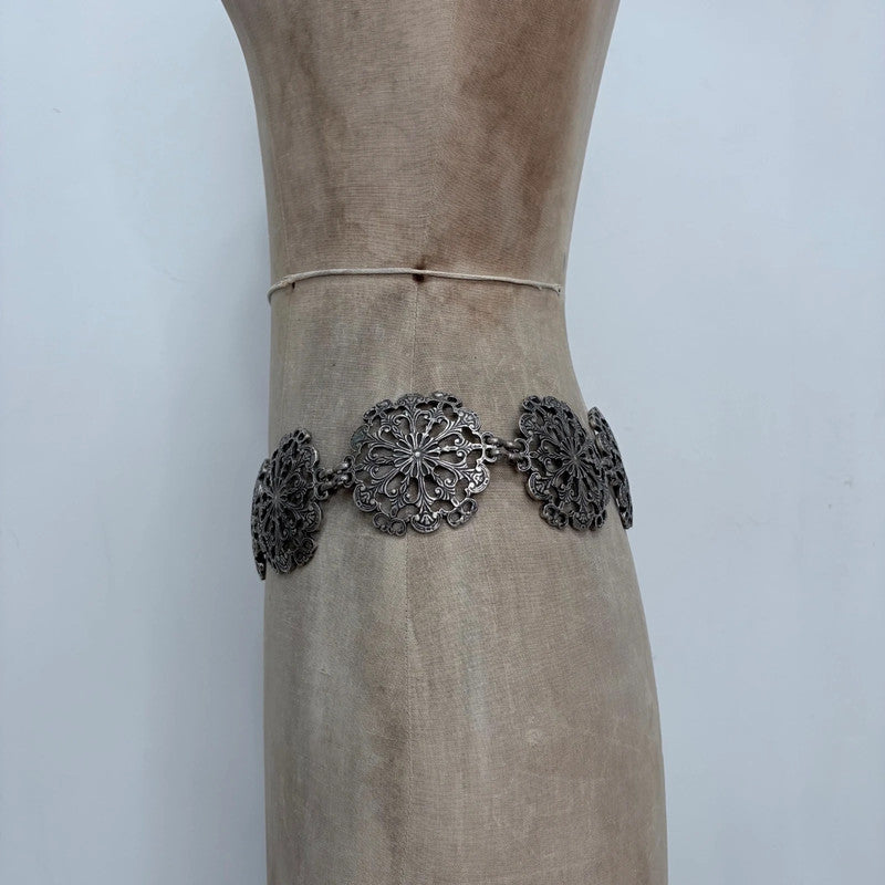 chunky silver metal waist chain belt