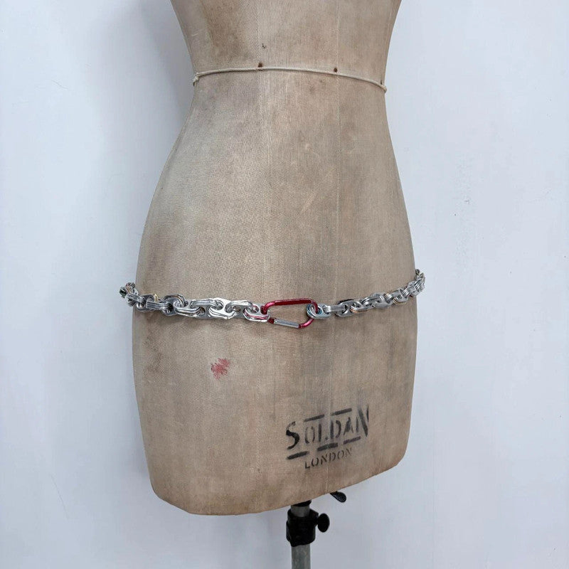 silver beer can top utility belt - adjustable