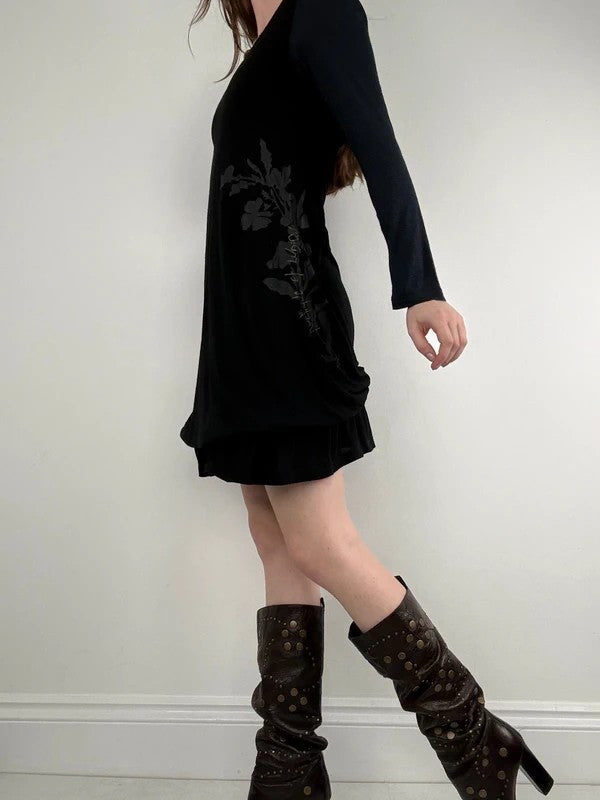 Cop Copine structured vintage black jersey midi dress