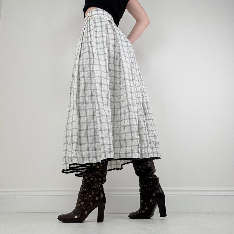 tartan checked pleated maxi skirt