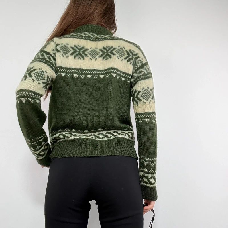 green wool fairisle knitted jumper