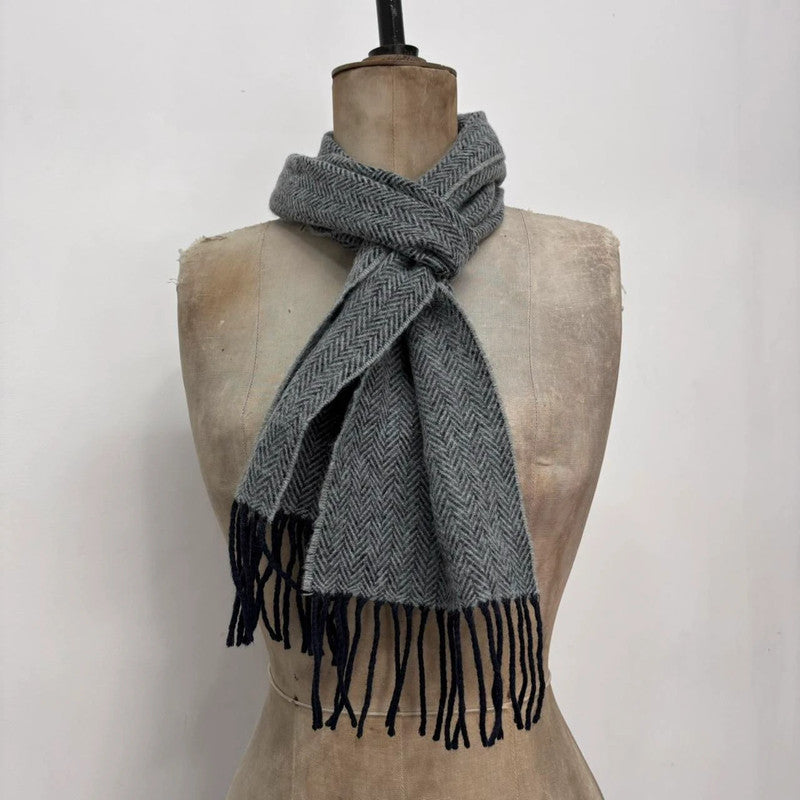 soft grey wool knit scarf