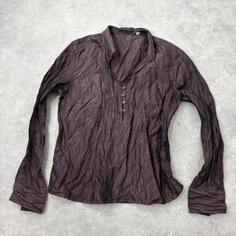 crinkle flared gathered blouse