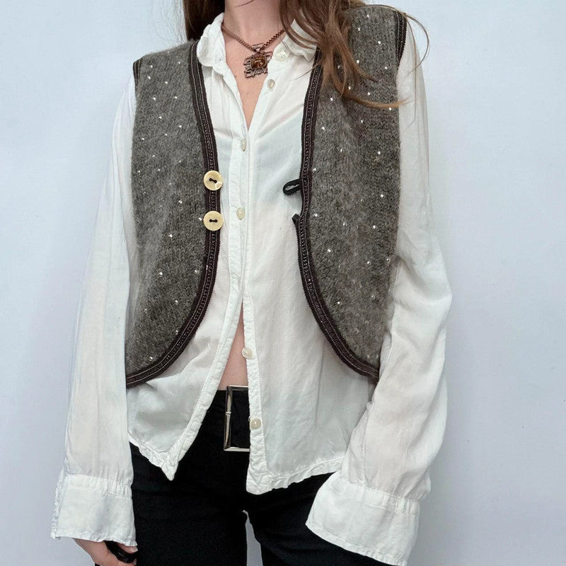 knitted boho studded waistcoat