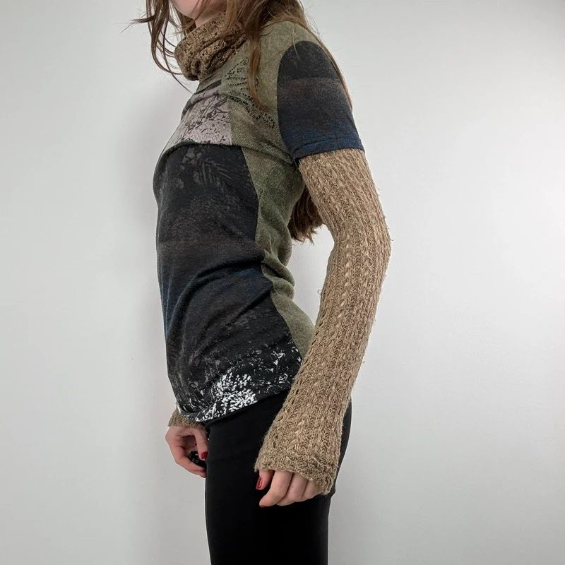 graphic distressed knit jumper