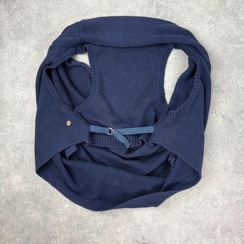Navy knitted slouchy draped neck vest sweater