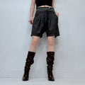 high rise corset style pleated shorts