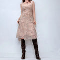 pink silk bias cut floral dress