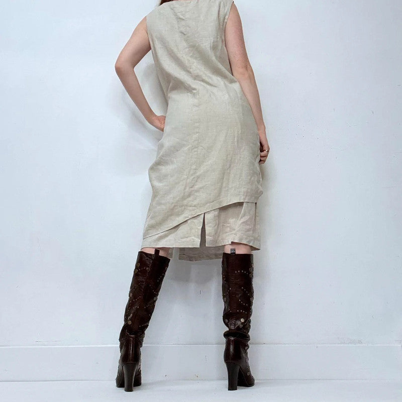 asymmetric linen maxi dress