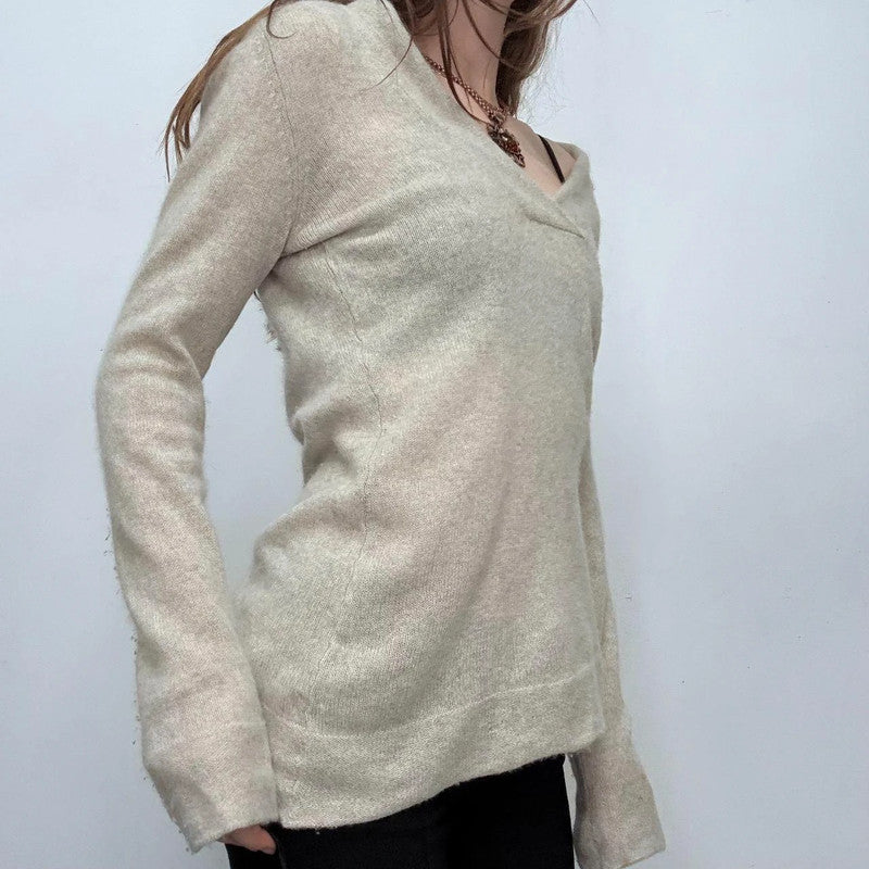 grey slouchy wide neck knitted jumper