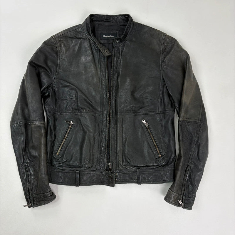 Massimo Dutti cropped distressed 100%leather