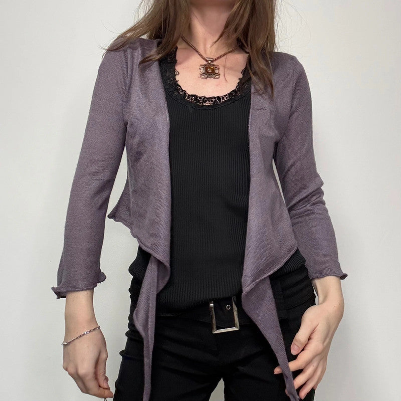 cropped knitted tie up cardigan