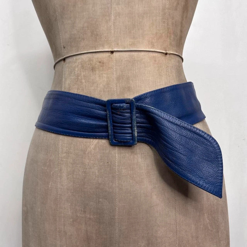 thick blue leather belt