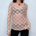 pink lace floral long sleeve top