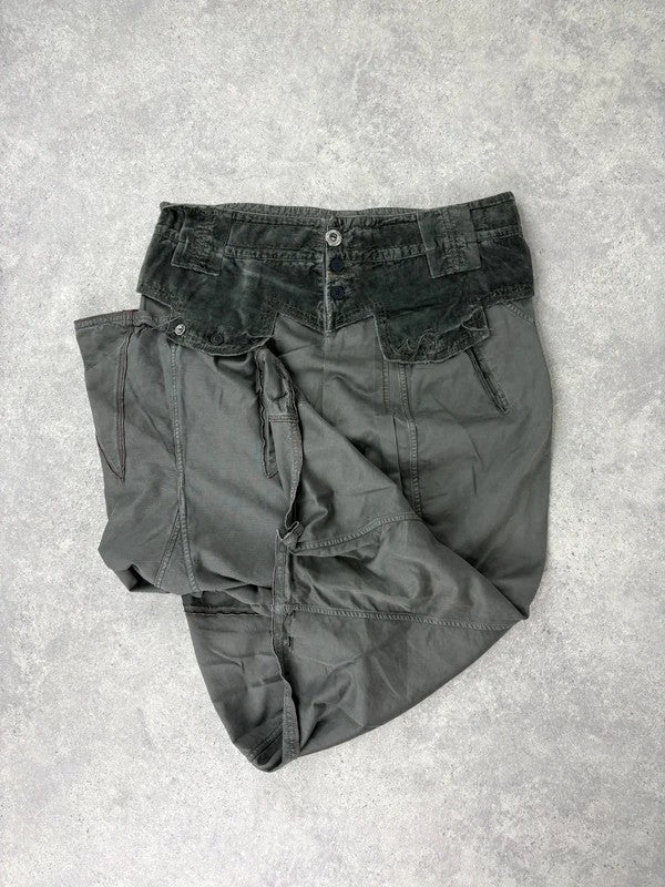 Marithé + François Girbaud adjustable button grey cargo skirt