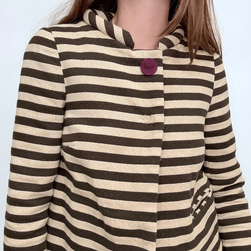 structured striped cropped jacket