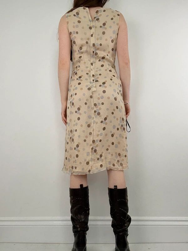 polkadot flared midi dress