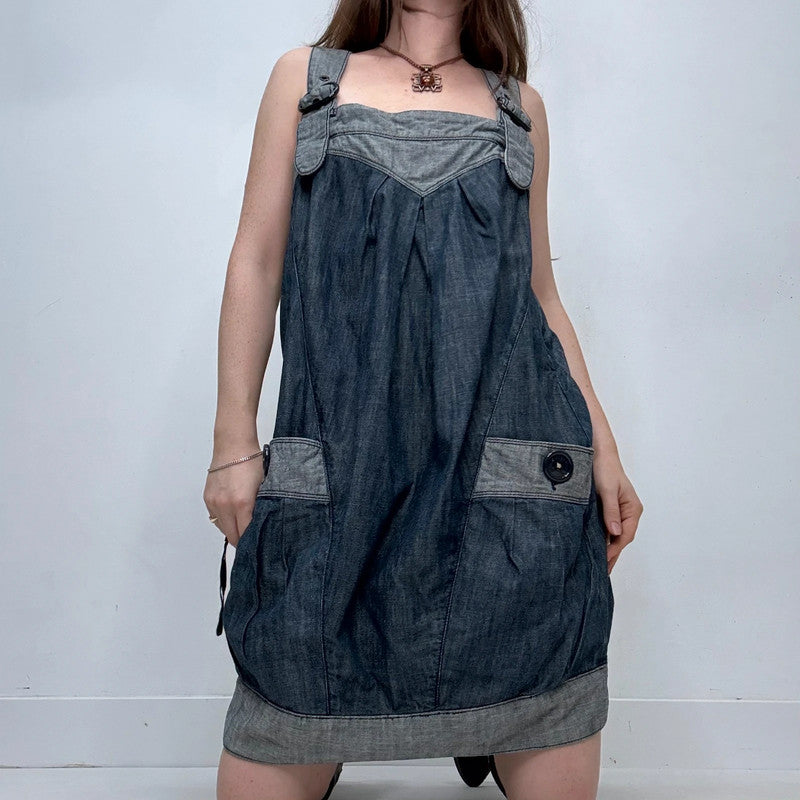Miss sixty denim pleated pinafore dress