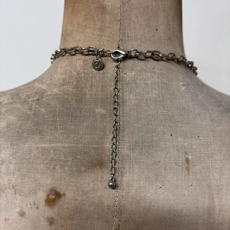 silver drape charm necklace
