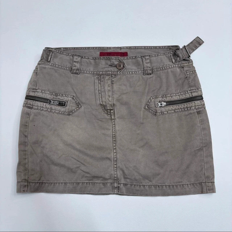 tan utility mini cargo skirt