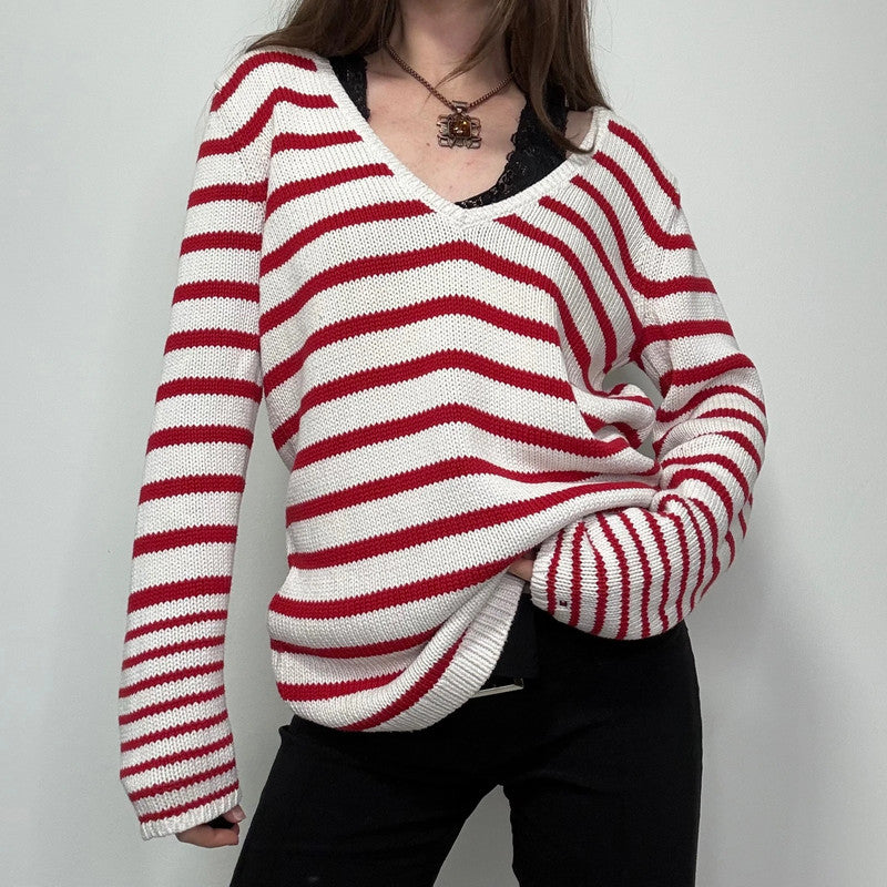 oversized slouchy striped knit jumper