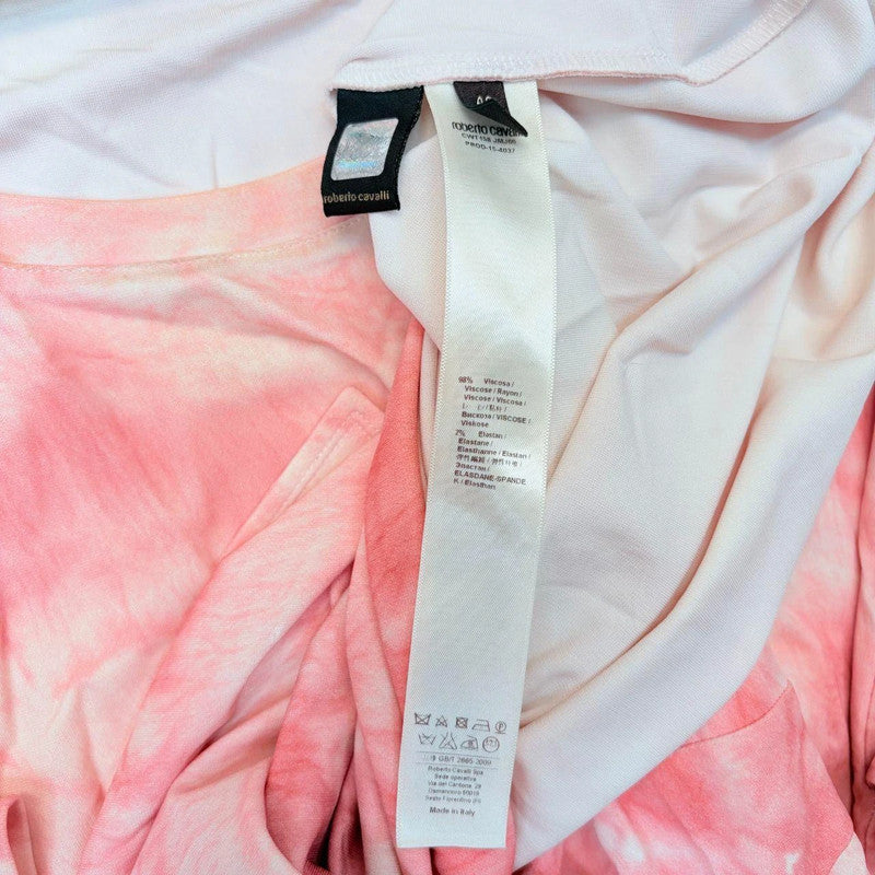 pink tie-dye jersey asymmetric cavalli t-shirt dress.