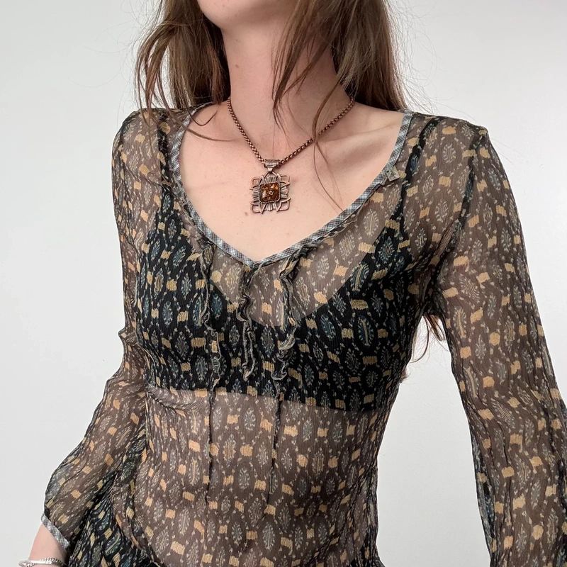sheer polkadot silk blouse