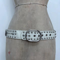 white leather studded belt