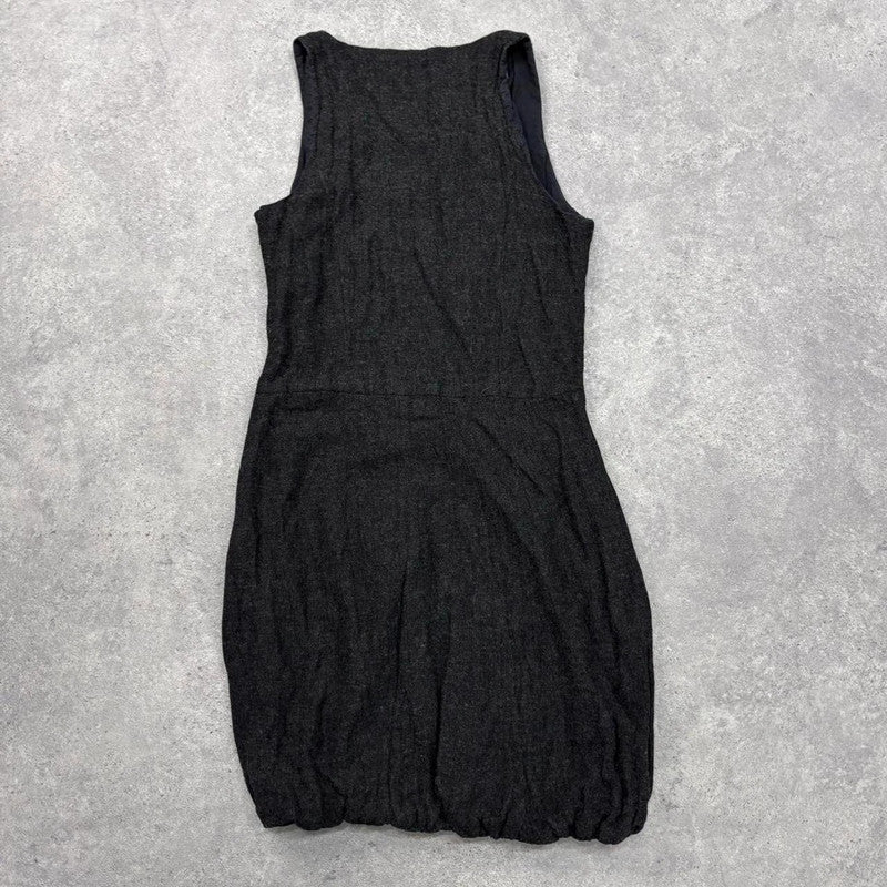 grey wool puff asymmetric dress