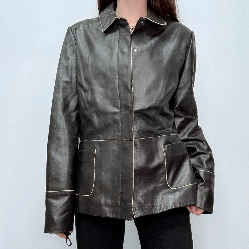 black leather minimalist jacket