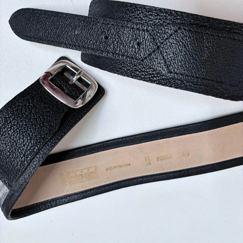 black leather Kenzo silver belt