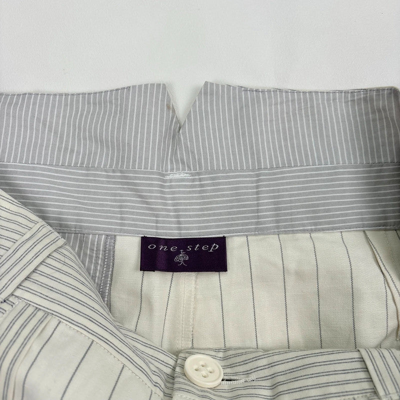 pleated pinstripe cropped cuffed trousers