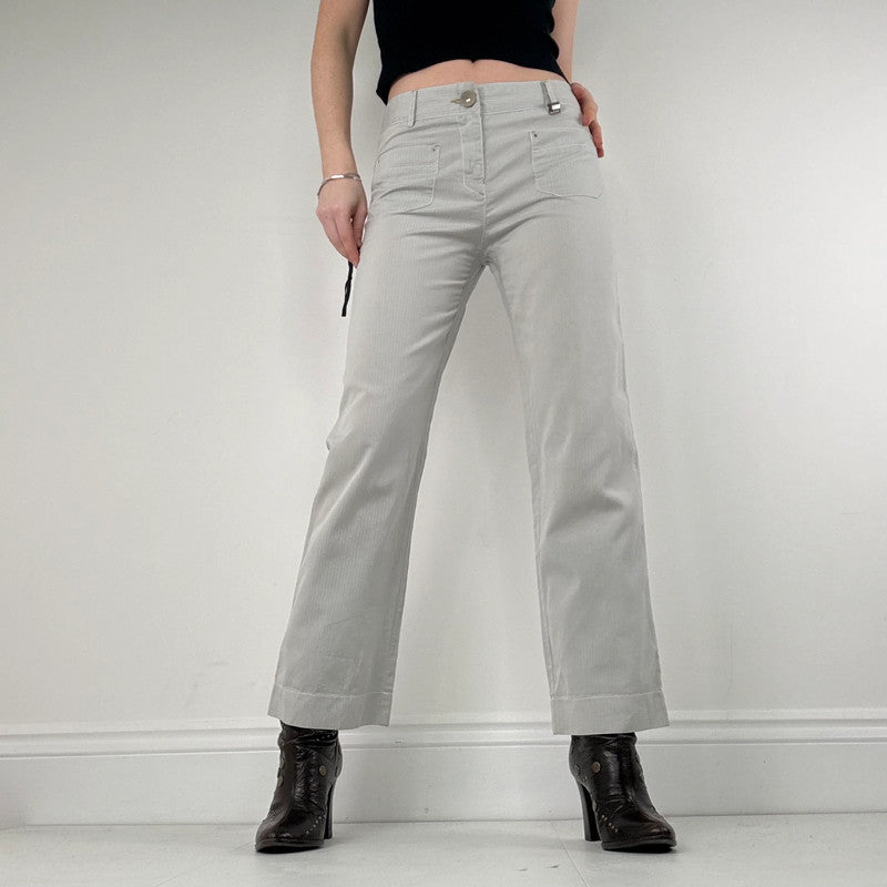 Cop Copine grey pinstripe flared utility trousers