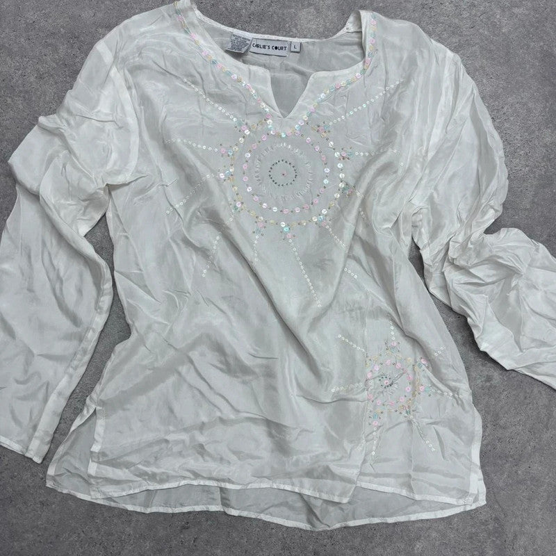 white floaty flared fairy shirt