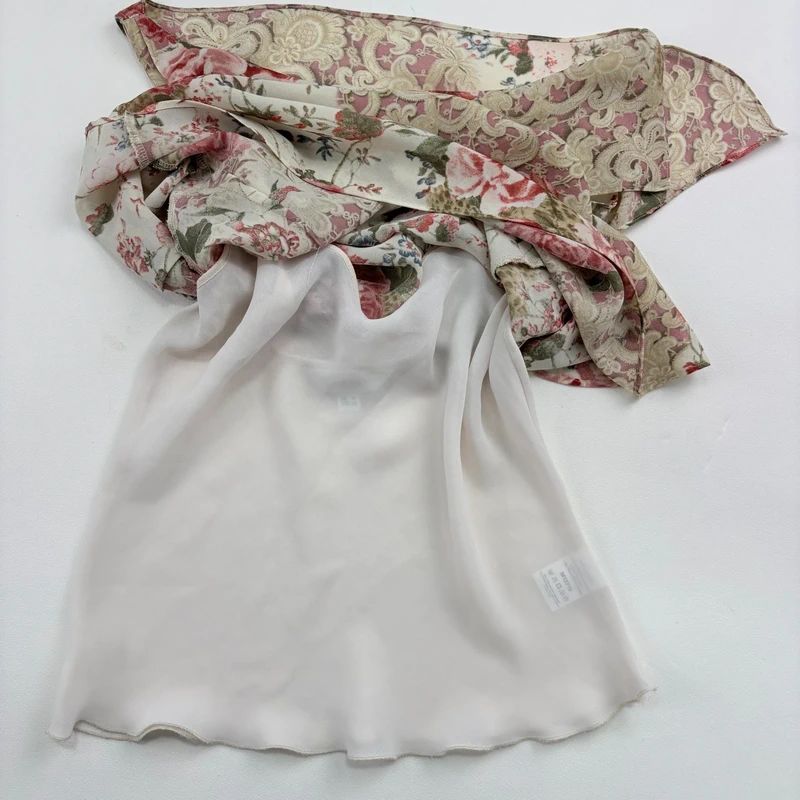 Lace Print cowl neck Drape Vest