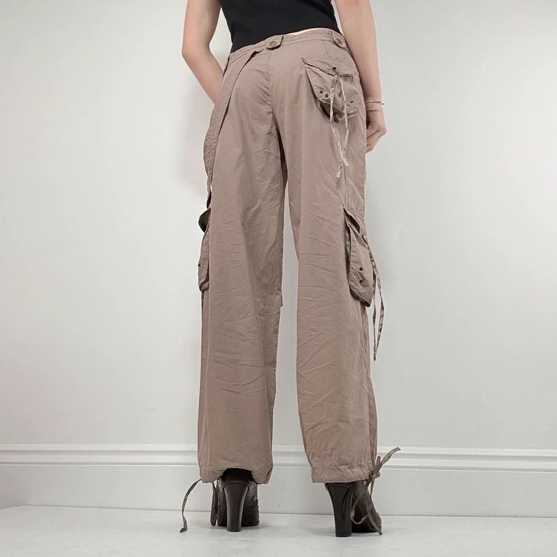 brown low rise tech trousers