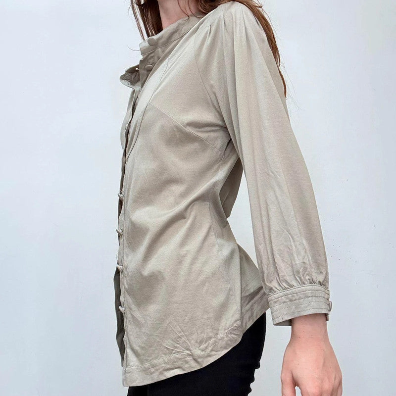 grey preppy button-up shirt blouse