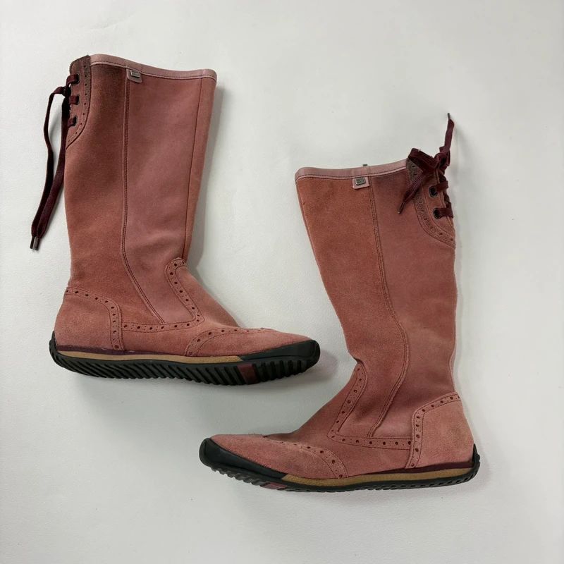 pink suede corset boxing boots