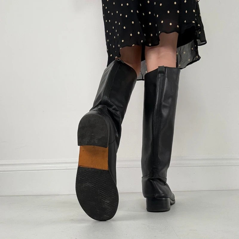 Valentino Black leather riding boots