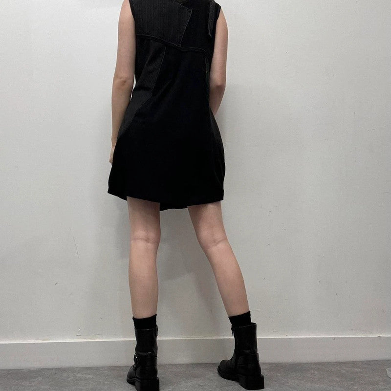 black pinstripe cargo dress