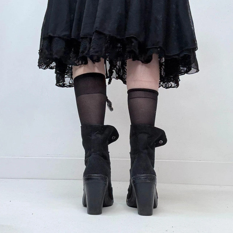 black pointed gothic grunge boots