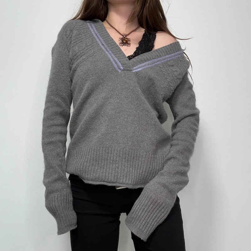 grey cashmere slouchy jumper