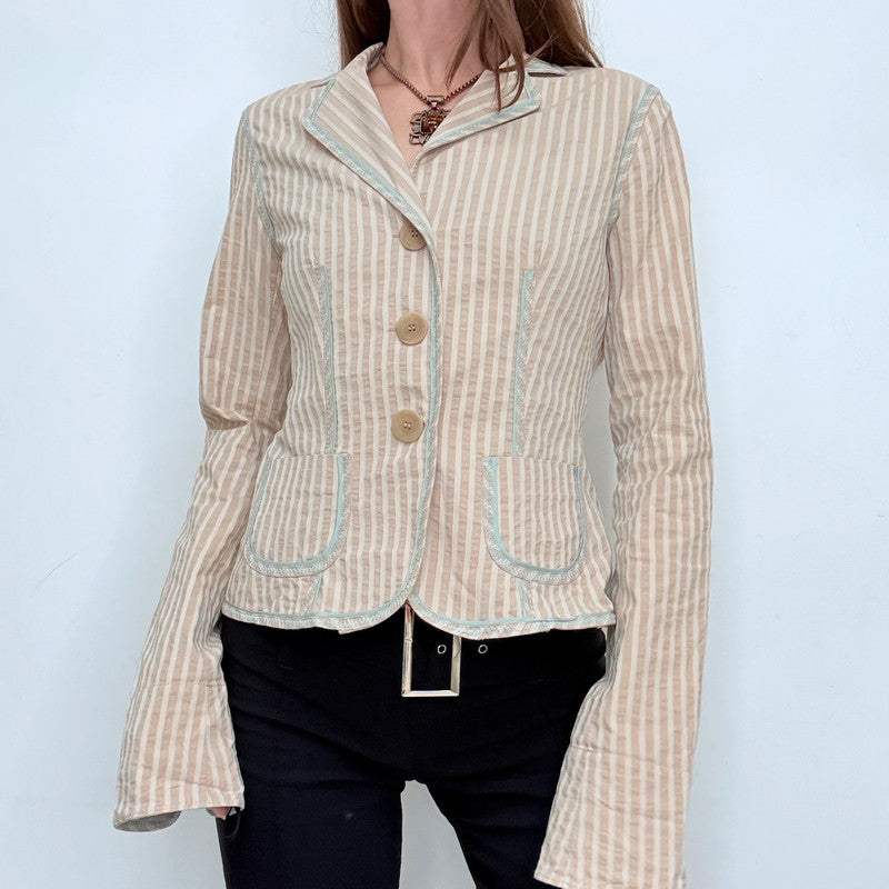 fitted pinstripe flared jacket