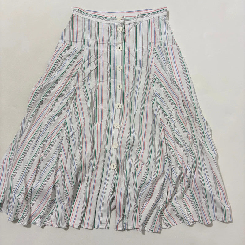 white flared pinstripe circle skirt