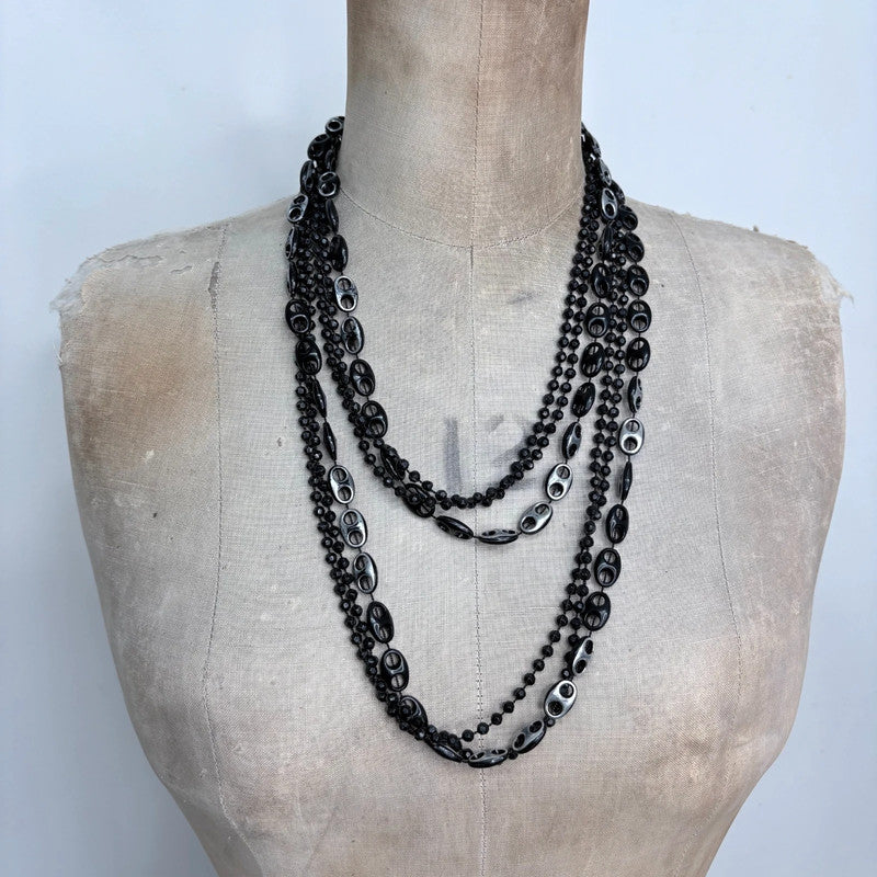 black long layered gothic chain necklace