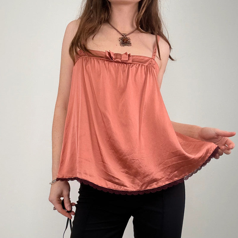 pink silk pleated flared vest